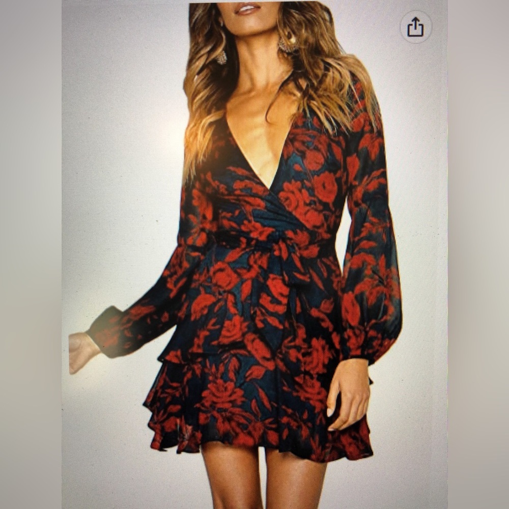 Guest woman long sleeve dress with belt.